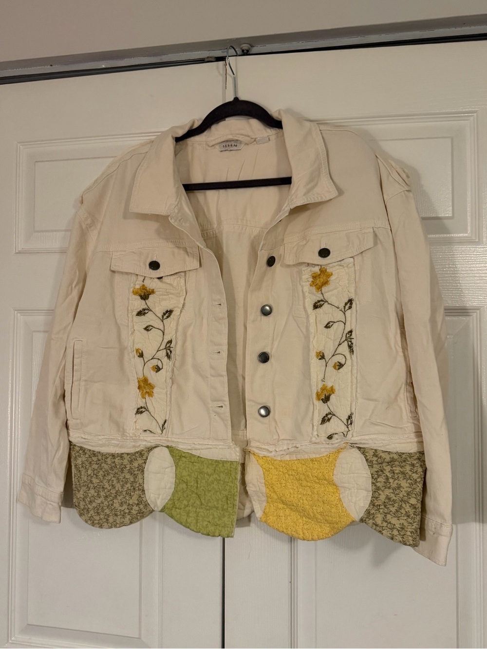 Women’s Embroidered Cream Patchwork Jacket